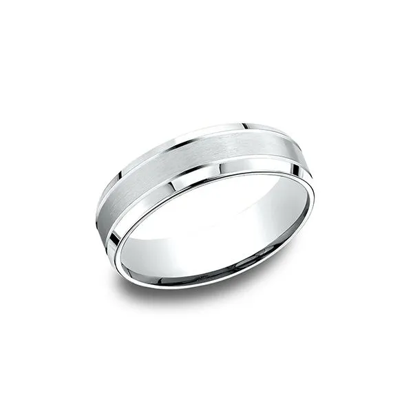 14k White Gold Double Cut Satin & High-Polish Wedding Band Arezzo Jewelers Elmwood Park, IL