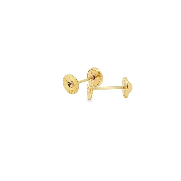 14K Yellow Gold Diamond Cut Circle Stud Children's Earrings Image 3 Arezzo Jewelers Elmwood Park, IL