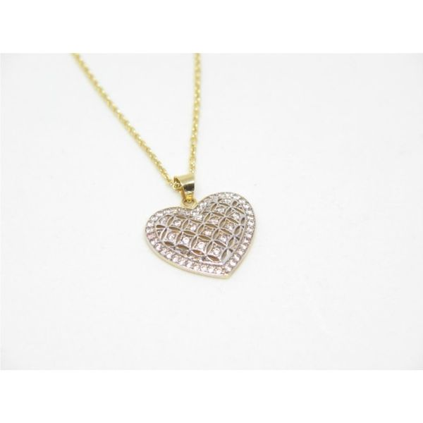 Yellow Gold 18 Karat Heart Gold Pendant with CZ's Image 2 Arezzo Jewelers Elmwood Park, IL