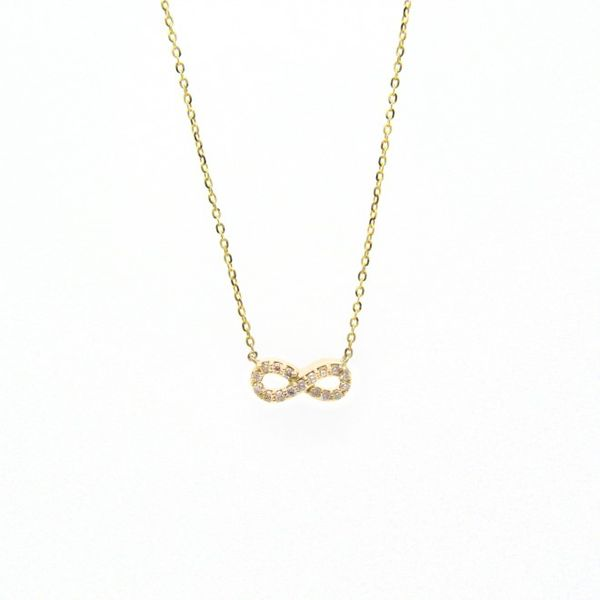 14k Yellow Gold Petite Infinity Necklace with CZ Arezzo Jewelers Elmwood Park, IL