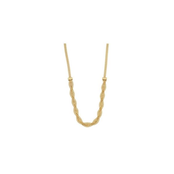 14k Yellow Gold Fancy Braided Curb Link Necklace Arezzo Jewelers Elmwood Park, IL
