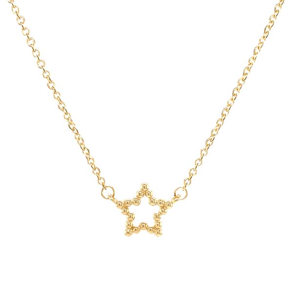 14K Yellow Gold Small Beaded Star Necklace Arezzo Jewelers Elmwood Park, IL