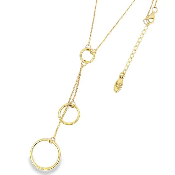 18K Yellow Gold Open Circle Lariat Necklace Image 2 Arezzo Jewelers Elmwood Park, IL