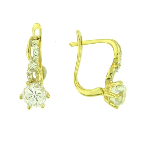 14k Yellow Gold Leverback CZ Earrings Arezzo Jewelers Elmwood Park, IL