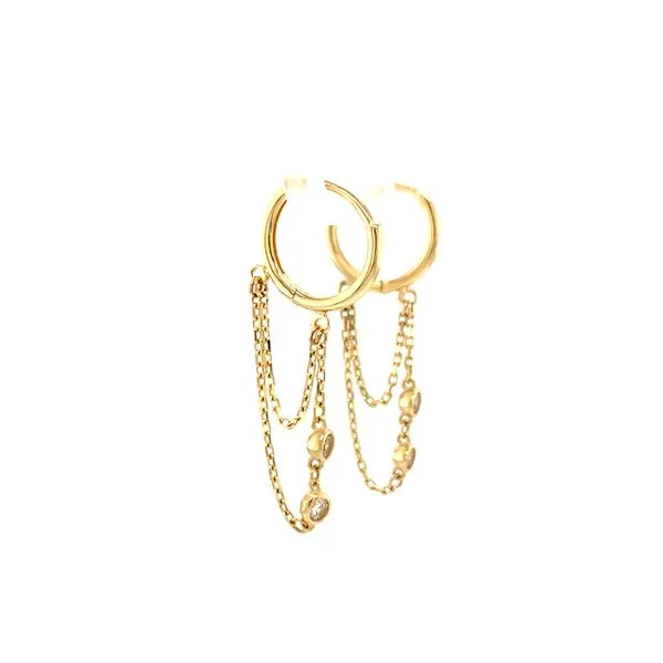 14k Yellow Gold CZ Dangle Earrings Image 3 Arezzo Jewelers Elmwood Park, IL
