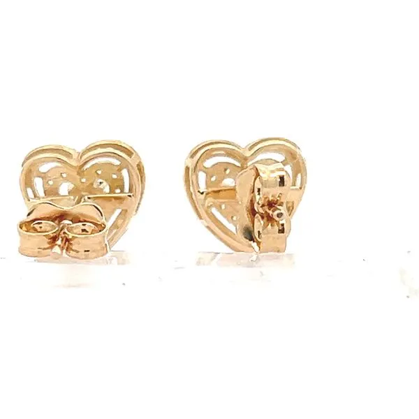 18K Yellow Gold CZ Heart Earrings Image 3 Arezzo Jewelers Elmwood Park, IL