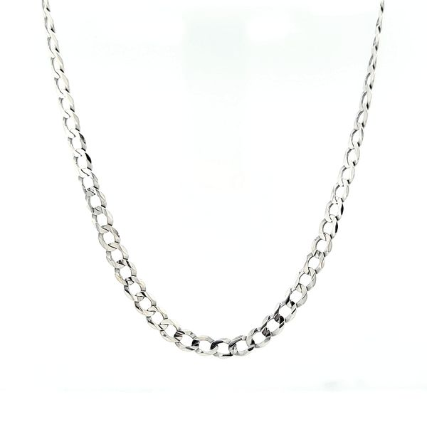 14k White Gold Flat Cuban Chain Image 2 Arezzo Jewelers Elmwood Park, IL