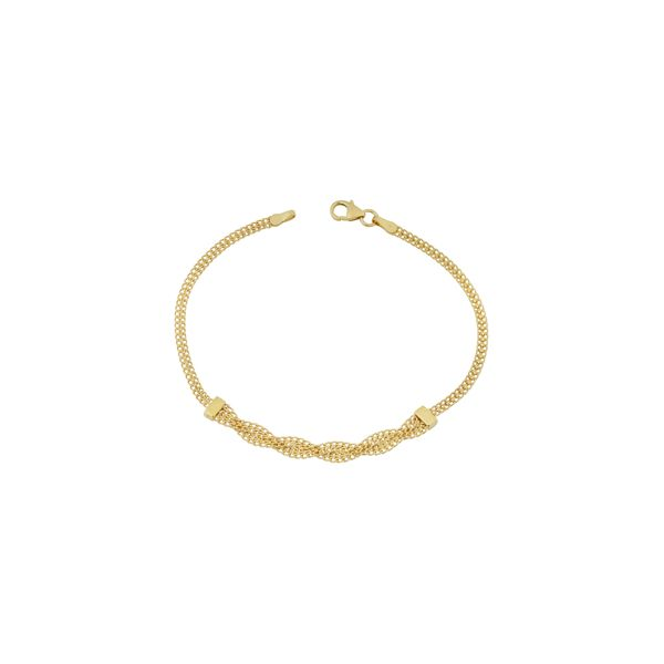 14k Yellow Gold Fancy Braided Curb Link Bracelet Arezzo Jewelers Elmwood Park, IL