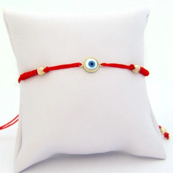 14K Yellow Gold Evil Eye Red Macrame Bracelet Arezzo Jewelers Elmwood Park, IL