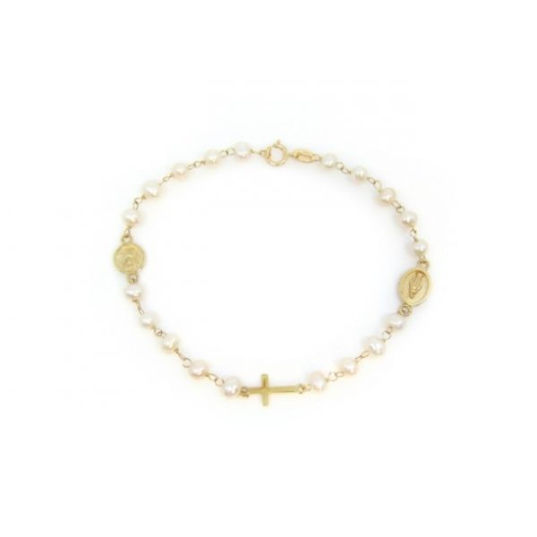 14K Yellow Gold Pearl Bracelet With Charms Arezzo Jewelers Elmwood Park, IL