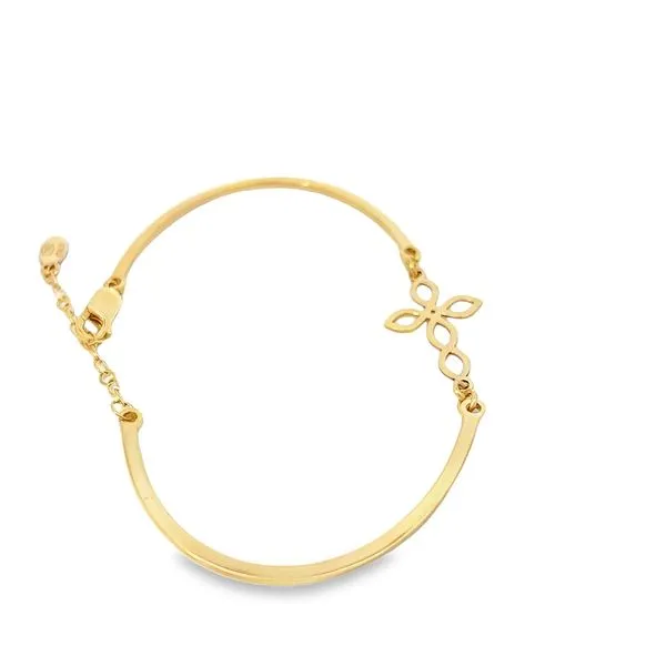 18K Yellow Gold Religious Cross Bangle Bracelet Image 3 Arezzo Jewelers Elmwood Park, IL