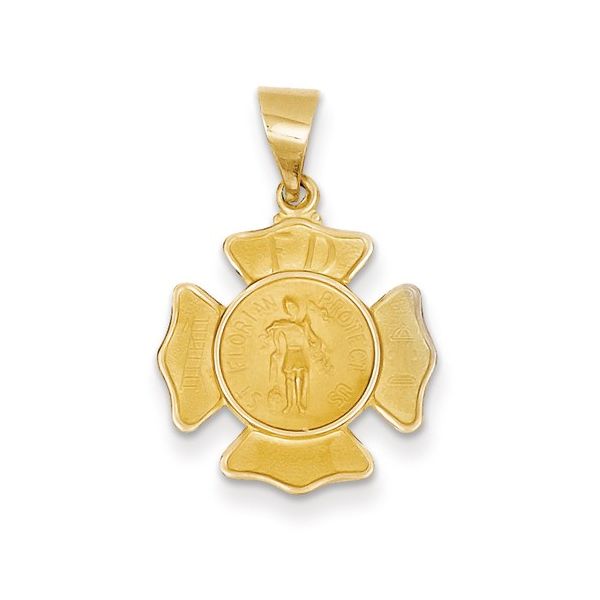 14k Yellow Gold St. Florian Badge Medal Arezzo Jewelers Elmwood Park, IL