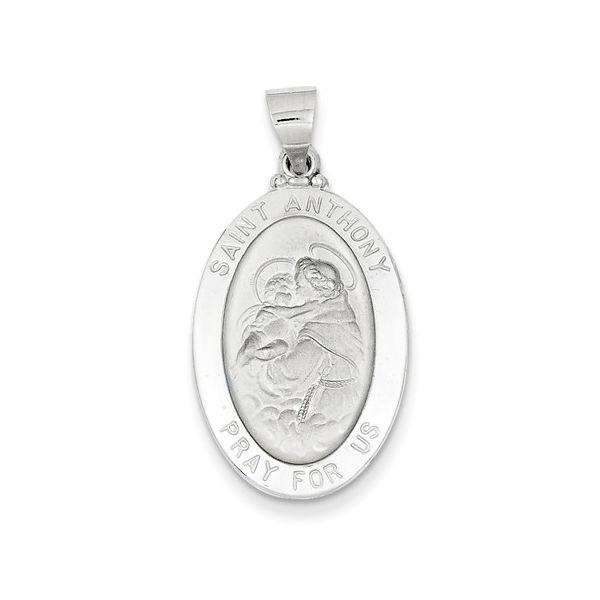 14k White Gold Oval St. Anthony Medal Arezzo Jewelers Elmwood Park, IL