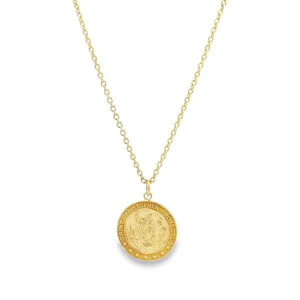 18 Karat Yellow Gold St. Christopher Medal with Chain Image 2 Arezzo Jewelers Elmwood Park, IL