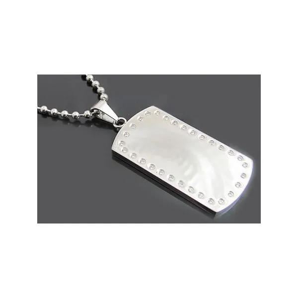 Stainless steel CZ dog tag pendant Arezzo Jewelers Elmwood Park, IL