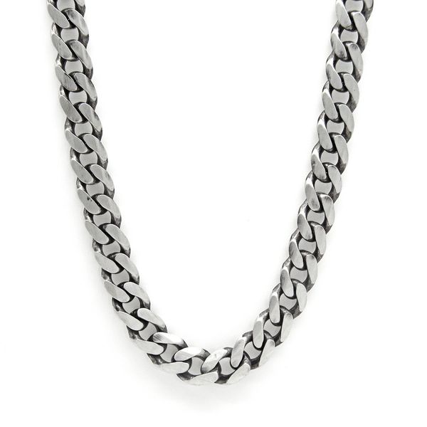 Antiqued Sterling Silver 9mm Heavy Curb Chain, 24