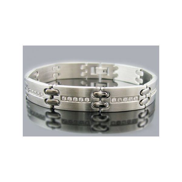 Stainless Steel Bracelet w/ CZ's Arezzo Jewelers Elmwood Park, IL