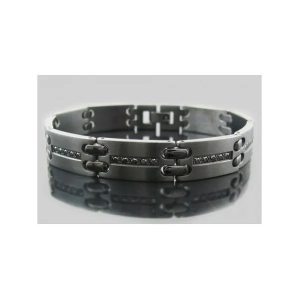 Mens stainless steel bracelet with CZ diamonds Arezzo Jewelers Elmwood Park, IL