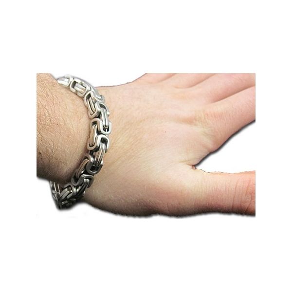 Men’s stainless steel byzantine style bracelet Image 3 Arezzo Jewelers Elmwood Park, IL