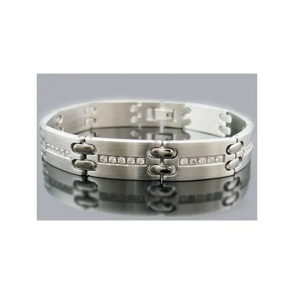 Mens stainless steel bracelet with CZ diamonds Arezzo Jewelers Elmwood Park, IL