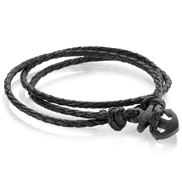 Carbon Fiber Anchor on Leather Bracelet Arezzo Jewelers Elmwood Park, IL