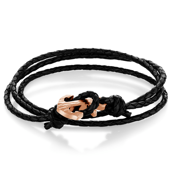 Leather Bracelet with Rose Plated Steel Anchor Arezzo Jewelers Elmwood Park, IL