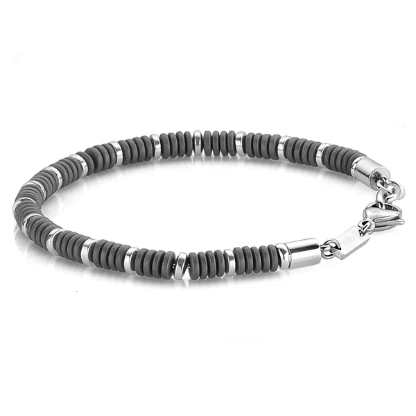 Stainless Steel Matte Hematite Bead Bracelet Arezzo Jewelers Elmwood Park, IL