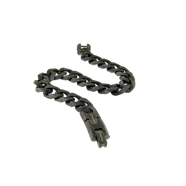 Steel Distressed Black Medium Curb-Link Bracelet Arezzo Jewelers Elmwood Park, IL