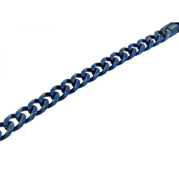 Blue Steel Distressed Curb Link Bracelet Image 3 Arezzo Jewelers Elmwood Park, IL