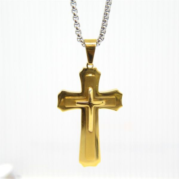 Steel gold plated cross pendant Arezzo Jewelers Elmwood Park, IL