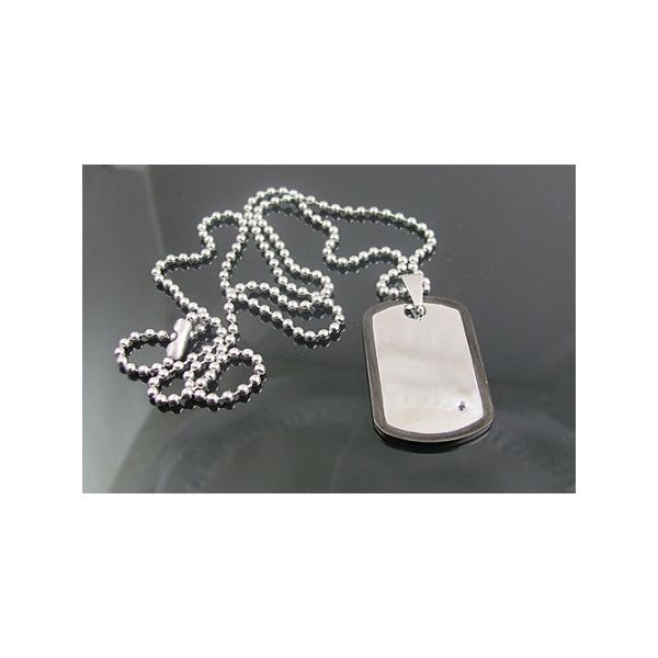 Stainless steel dog tag with CZ Image 2 Arezzo Jewelers Elmwood Park, IL