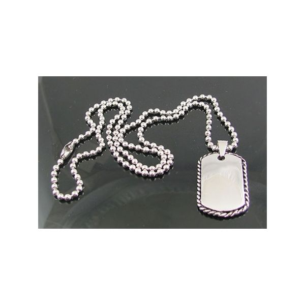 Stainless steel dog tag pendant with chain Image 2 Arezzo Jewelers Elmwood Park, IL