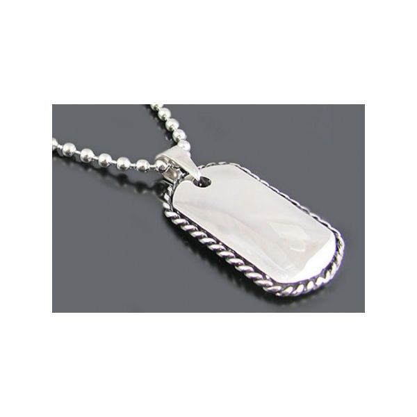 Stainless steel dog tag pendant with chain Arezzo Jewelers Elmwood Park, IL