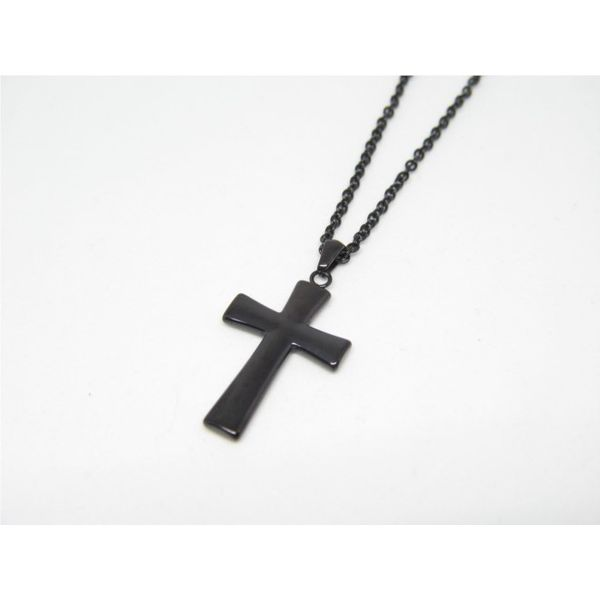 Sleek Black PVD Coated Cross Pendant w/ Chain Arezzo Jewelers Elmwood Park, IL