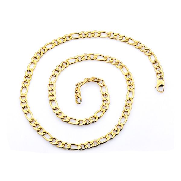 Gold Plated Stainless Steel Figaro Link Chain Image 2 Arezzo Jewelers Elmwood Park, IL