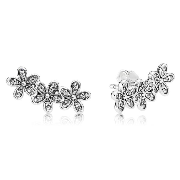 DAZZLING DAISIES STUD EARRINGS, CLEAR CZ Arezzo Jewelers Elmwood Park, IL