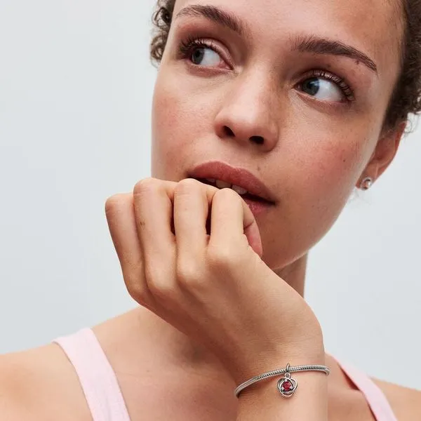 Pandora July True Red Eternity Circle Dangle Charm Image 2 Arezzo Jewelers Elmwood Park, IL