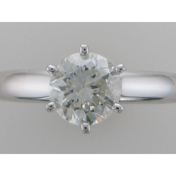 Diamond Engagement ring, Solitaire, Round, Cathedral, 6 Prong, 14K White Barnes Jewelers Goldsboro, NC