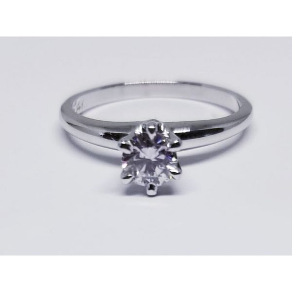 14K White Diamond Solitaire Engagement Ring. with One 0.50ct Diamond.  G Color, SI1 clarity. Size 6 Barnes Jewelers Goldsboro, NC
