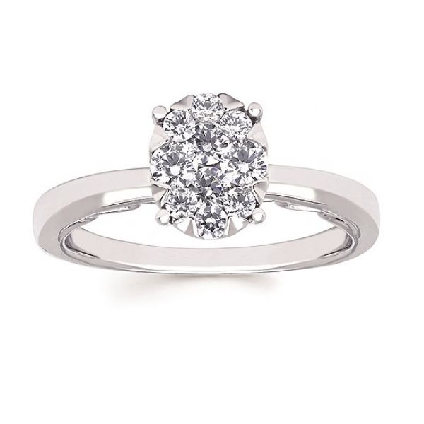 White 14 Karat Engagement Ring Size 6.5 With 10=0.52Tw Round G/H Si2 Diamonds. Barnes Jewelers Goldsboro, NC