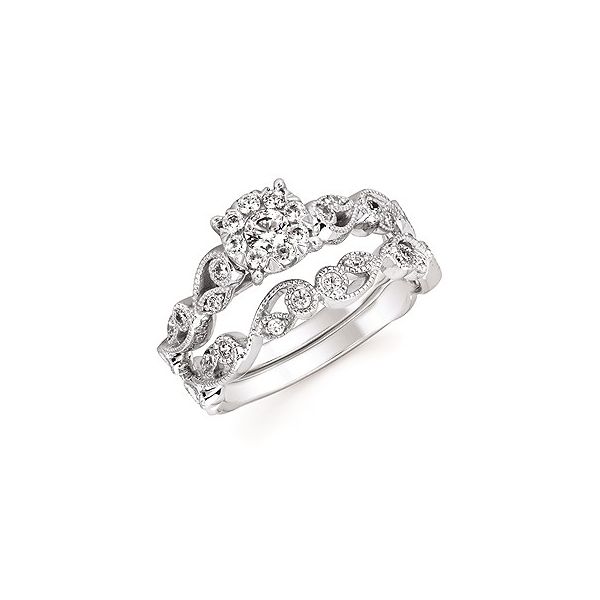 White 14 Karat Wedding BAND Size 6.5 With 8=0.08Tw Round V I1 Melee  Diamonds Barnes Jewelers Goldsboro, NC