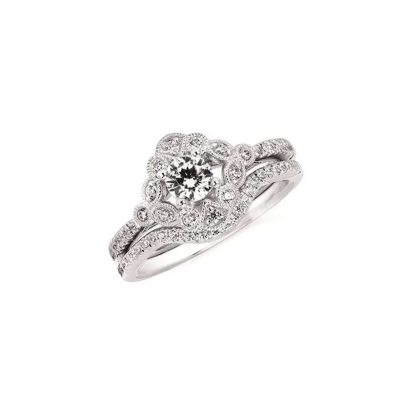 Celebration  -  One White 14 Karat Semi-Mount Ring Size 6.5 With 22=0.18tw Round V  I1 Diamonds Barnes Jewelers Goldsboro, NC