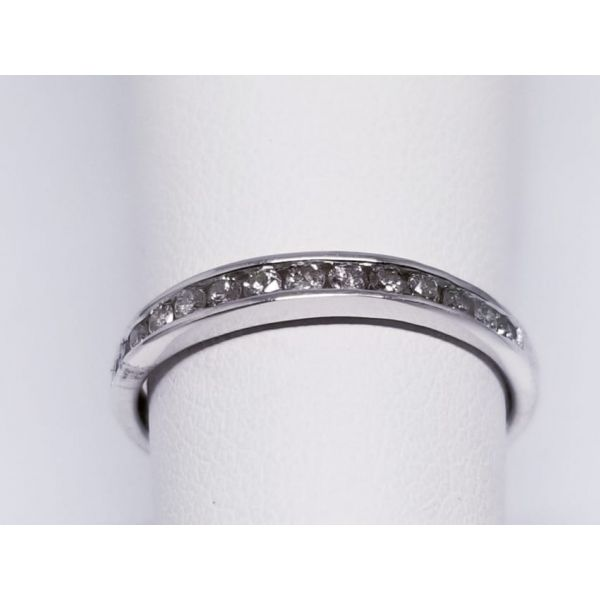 10K White Diamond Channel Wedding Band 1.6mm, Size 7. With 14 diamonds 0.21tw, I-J Color, I1-I2 Clarity Barnes Jewelers Goldsboro, NC