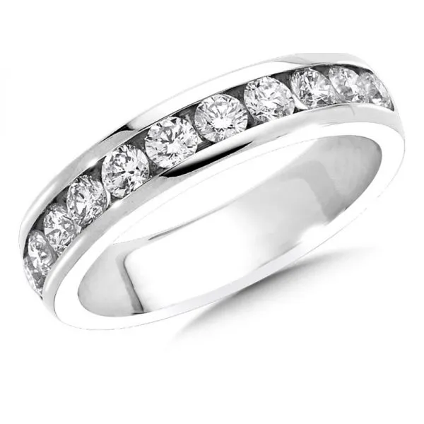 14K White Diamond Channel Set Wedding Band Size 7, w/  11=0.50 tw Diamonds Barnes Jewelers Goldsboro, NC