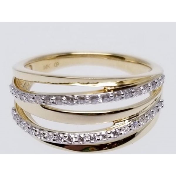 14K  Yellow Diamond Fashion Ring Size 6.5,  38 Diamonds= 0.33cttw Barnes Jewelers Goldsboro, NC