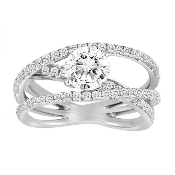 White 18 Karat Semi-Mount Ring  With 76=0.69Tw Round Diamonds,  sz 4.5 Barnes Jewelers Goldsboro, NC
