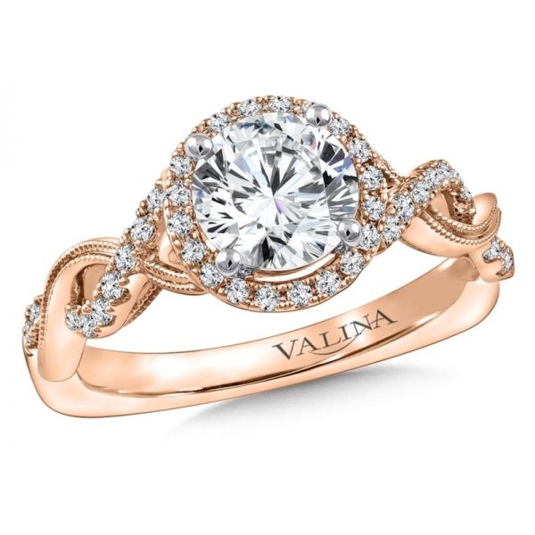 14K  Rosé  Gold Diamond Semi-mount Engagement Ring. w/0.25 tw diamonds. size 7 Barnes Jewelers Goldsboro, NC