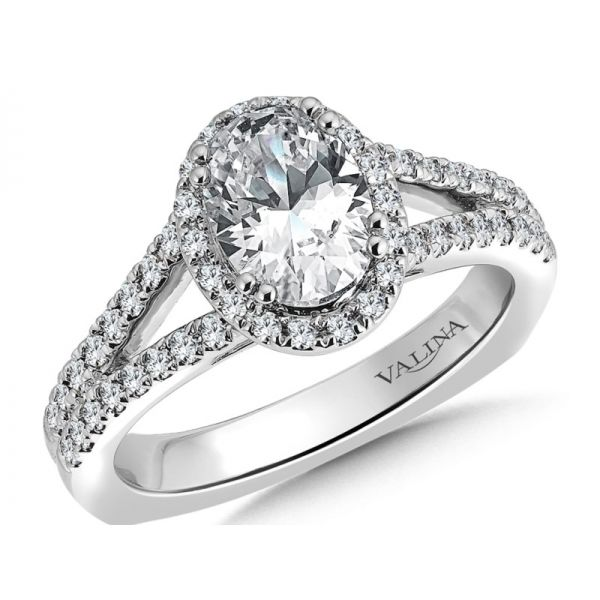 White 14 Karat Semi-Mount Engagement Ring Size 7 with  Dia=0.41 Barnes Jewelers Goldsboro, NC