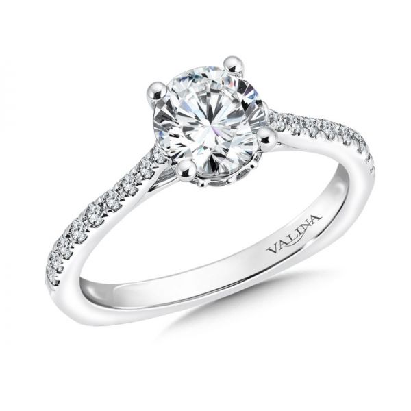 White 14 Karat Diamond Semi-Mount Engagement Ring.  Dtw=0.26,  Ring Size 7 Barnes Jewelers Goldsboro, NC
