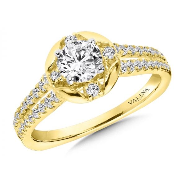 14K Yellow Gold Semi-Mount Diamond Engagement Ring Size 7 w/ 0.30Tw Diamonds Barnes Jewelers Goldsboro, NC